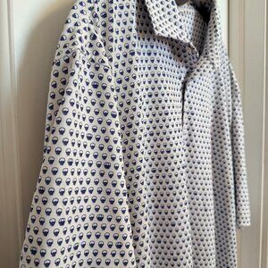 Peter Millar White Polo with Navy Micro Skull Pattern